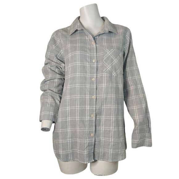 Womans Old Navy Gray Plaid The Classic Shirt Button Down - Picture 1 of 11